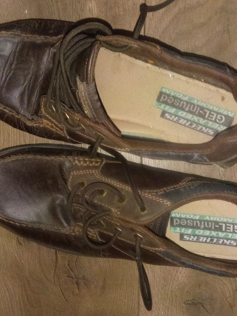 Skechers Men’s Brown Leather Lace-Up Casual Shoes